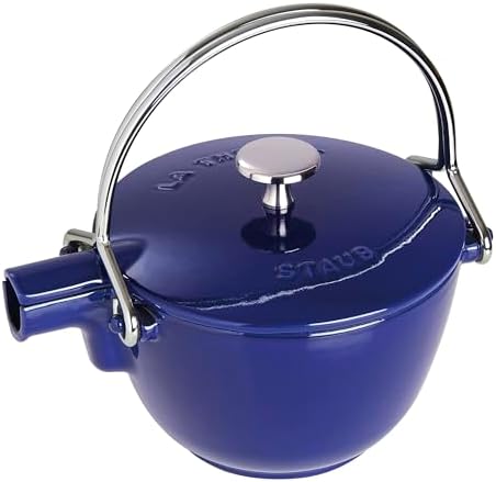 Staub Cast Iron 1-qt Round Tea Kettle - Dark Blue, Made in France by Unknown