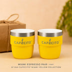 CAFECITO® 4 oz Stackable Espresso Cups – Set of 2 – Miami Yellow | Vacuum Insulated Stainless Steel – Double Wall Coffee Cups for Espresso & Cortadito – Giftable, Durable & Stackable Design - Image 4