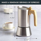 Primula Premium Stainless Steel Stovetop Espresso and Coffee Maker, Moka Pot for Classic Italian Style Café Brewing, 6-Cup, Wood Look Handle - Image 4