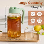 Mason Jar Pitcher - Airtight & Leakproof Glass Pitcher with Lid, Perfect for Breastmilk, Cold Brew, and Sun Tea, 2 Quart (64 oz) Mason Jar with Pour Spout Lid - Image 3