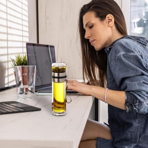 Tea and Water Separation Cup - Water Bottle with Tea Separation Double Wall Glass Water BottleTea Infuser Bottle with Strainer,Water Separation Tea Bottle for Men,Loose Tea - Image 4