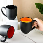 BYCNZB 16oz ceramic Coffee Mug Sets with Large Handles Matte Black Porcelain Mug Multiple colors Cups for Coffee, Tea, Juice, Cocoa Set of 6 (16oz) - Image 4