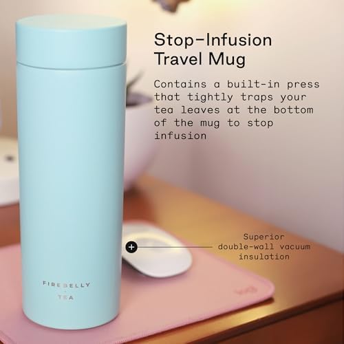 Firebelly Tea, Travel Tea Infuser Mug with Strainer, Insulated Tumbler for Loose Leaf Tea or Coffee, Leakproof Bottle for Hot or Iced Drinks, Stainless Steel Thermos with Lid, Mer - Image 3