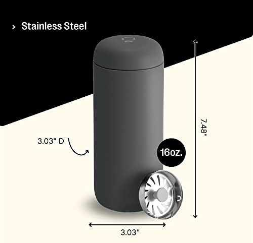 Fellow 16 oz Carter Move Travel Mug - Vacuum-Insulated Stainless Steel Travel Coffee Mug - Coffee Tumbler with Ceramic Interior and Splash Guard - Slate Grey - Image 5