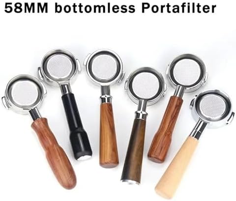 58mm Bottomless Coffee Portafilter,Compatible For La Marzocco，2-ear Steel Modified Solid Wood Handle Filter Barista Tool(Style e) - Image 4