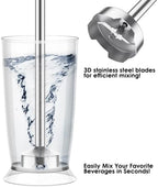 Blackcow Immersion Blender Handheld, Corded Hand Blenders Set 800W, 12 Speed Stick Blender 5 in 1 Stick Emulsifier with Chopper, Whisk and Frother for Soup, Baby Food and Smoothies, Red - Image 6