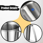 Measuring Cup, Stainless Steel Measuring Cups, Liquid Measuring Jug Water Mixing Juice, Milk Frothing Pitcher Milk Frother Cup with Marking with Handle for Espresso Machines - Image 2