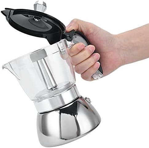 Stovetop Espresso Maker, Stovetop Espresso Moka Pot, 4 Espresso Cup Moka Pot with Transparent Design Stovetop Coffee Maker for Cappuccino Milk - Image 6