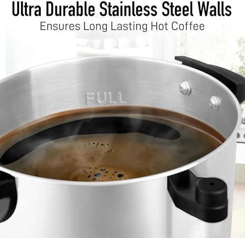 Zulay Commercial 45 Cup Coffee Urn - Stainless Steel Coffee Maker With Twist-Lock Lid & Cool-Touch Handles - Quick Brewing Coffee Maker With Keep Warm Mode For Events & Catering - Silver - Image 5