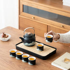 Chinese Tea Set – Black Porcelain Gongfu Teapot with 6 Cups & Tea Tray, Travel Tea Set with Carrying Case for Tea Ceremony, Daily Tea Ritual, Asian Style Gift - Image 7