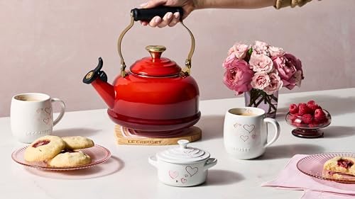 Le Creuset Enamel on Steel Whistling Tea Kettle, 1.7 Qt., Cerise/Heart Knob - Image 5