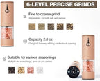 Electric Pepper Grinder and Salt Mill Set - Large Capacity USB Rechargeable Automatic Grinder with Dual LED Lights, One-Handed Operation & Slide Cover - Brushed Stainless Steel - Image 6