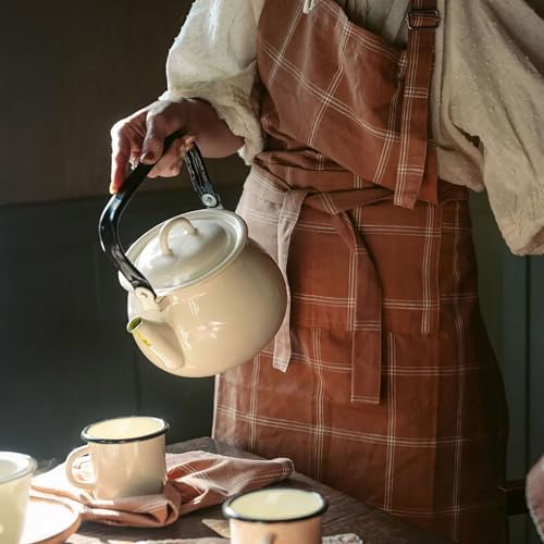 Vintage Enamel Kettle, Tea Pot Stovetop for Hot Water Fast to Boil, Teapot for Stovetop, Hot Water Kettle Teapot (Ivory 3.5L) - Image 4