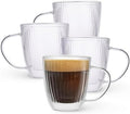Jayour Fluted Double-Wall Glass Coffee Mugs | 15oz Latte & Cappuccino Mugs | Modern Ribbed Design - Set of 4 by Jayour