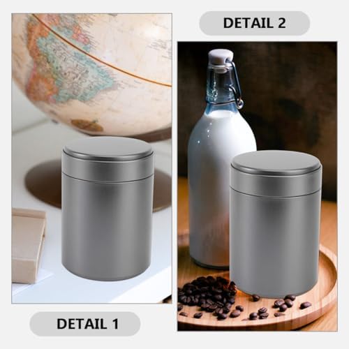 6pcs Airtight round Tinplate Food Storage Canisters with Lid, Black Metal Tea Tin Canisters for Coffee Beans, Candy, and Loose Leaf Tea, Portable Kitchen Storage Jars - Image 3