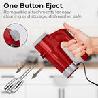 Electric Hand Mixer 350W, 9 Speed Handheld Mixer with Timer, Beaters, Whisks & Dough Hooks, Storage Case, Kitchen Mixer for Baking, Eggs, Cream, Cookie Dough & Frosting, Red - Image 5