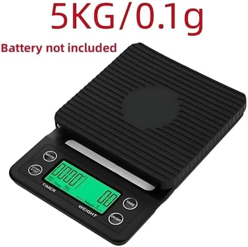 1pc Kitchen Tools Coffee Scale with Timer Digital Multifunction Weighing Scale 3kg/0.1g Pour Over Drip Espresso Scale Display(Black 5kg 0.1g) - Image 2