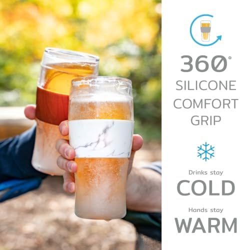 HOST Freeze Beer Glasses, 16 ounce Freezer Gel Chiller Double Wall Plastic Frozen Pint Glass, Set of 4, Black and Grey - Image 4