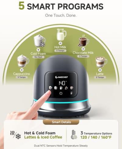 AMZCHEF 5-in-1 Milk Frother and Steamer with IH Heating & Adjustable Temp - Image 3