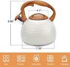 3.2Qt Stainless Steel Whistling Tea Kettle Stovetop, Cream - Image 2