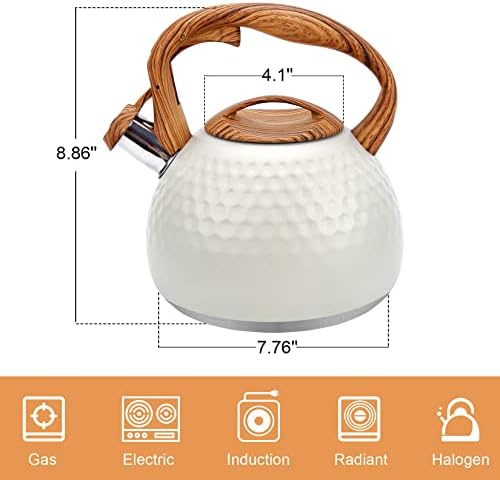 3.2Qt Stainless Steel Whistling Tea Kettle Stovetop, Cream - Image 2