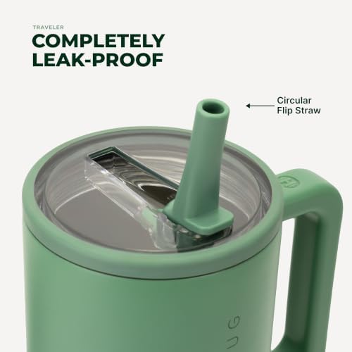 HydroJug Traveler 40oz, Insulated Tumbler with Handle & Straw, Sage - Image 4