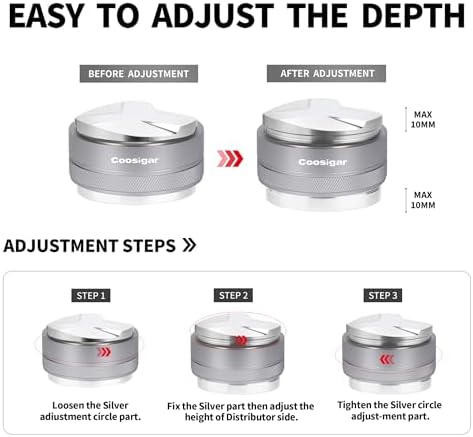 51mm Coffee Distributor and Tamper,Dual Head Coffee Leveler Fits for Delonghi 51mm Portafilter,Professional Espresso Hand Tamper.(Silver) - Image 5