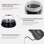 Pour Over Coffee Maker Set, Portable coffee Set - Manual Coffee Grinder, Coffee Dripper Set, Gooseneck Kettle，two cups, suitable for Camping, RV, Home, and Office - Image 3