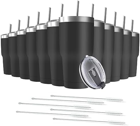30oz Stainless Steel Travel Mug with Lid, Double Wall Vacuum Insulated Bulk Tumbler with Straws, Powder Coated Coffee Cup Suitable for Vehicle Cup Holders by Deitybless