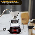 CASA BRAVA Glass Pour Over Coffee Maker Set – 28oz (850ml) Heat-Resistant Carafe with Stainless Steel Reusable Dripper, Bamboo Stand & Measuring Spoon – Plastic-Free Drip Coffee Brewer - Image 2