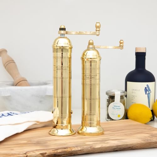 Alexander Home Original Greek Pepper Mill, 8-Inch Brass – European Manual Pepper Grinder Refillable - Image 4