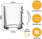 QAPPDA Glass Mugs 12 oz, Clear Coffee Mugs With Handle 350ml,Tea Mug Water Mug Beer Glasses With Handle,Glass Drinkware For Beverage,Juice,Latte Cups Cappuccino Mugs Water Cup 12pack - Image 2