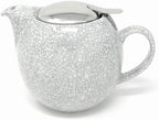 Zero Japan Bee House Round Teapot For One, 24 Oz - Ceramic Tea Pot with Stainless Steel Lid and Infuser, Smooth-Pour Spout (Crackle White) by ZEROJAPAN