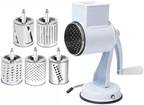Manual Joystick Grinder, Hand-Operated Grain Mill for Dry and Oily Grains, Wheat, Corn, Coffee, Spices, Peanut Butter Maker, Stainless Steel Burr (Five blade suction cup design) by Unknown
