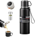 Coffee Tea Vacuum Stainless Steel Water Bottle with LED Temperature Display ：Hot and Cold Insulated Water Bottles Include Tea Strainer & Drinking Lid (black, 1980ml/66.96oz) by Unknown