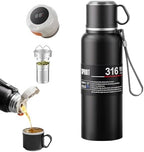 Coffee Tea Vacuum Stainless Steel Water Bottle with LED Temperature Display ：Hot and Cold Insulated Water Bottles Include Tea Strainer & Drinking Lid (black, 1980ml/66.96oz) by Unknown
