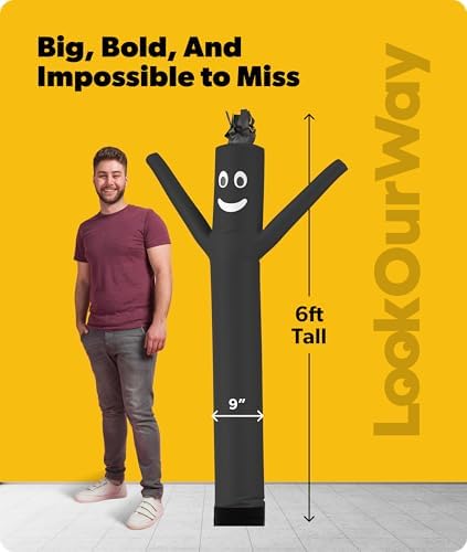 LookOurWay Air Dancers Wacky Waving Inflatable Tube Man Attachment - 7 Feet Tall Advertising Air Dancer Waving Man Inflatable Tube Guy - Blower Not Included - Black - Image 3