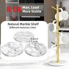 Gypie Gold Mug Holder Tree with Marble Base, 8 Hooks Standard Coffee Cups - Image 2