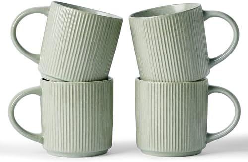 famiware Coffee Mug Set of 4, Star 12 oz Ceramic Mugs Cups Set with Handle by Famiware