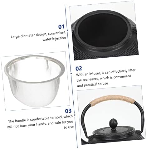 Mobestech 2pcs Japanese Cast Iron Teapot with Infuser Cast Iron Tea Pot for Home Use Retro Design Heat Retention Scald Handle for Loose Leaf Tea and Stovetop Brewing - Image 7
