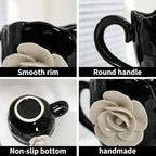 Cute Ceramic Coffee Cups, Unique Fancy Tea Cups with Saucer, 11OZ for Cappuccino Latte Milk (Pack of 2) - Image 5