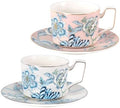 KAMMAK Tea Cups and Saucers Set of 2, Porcelain Coffee Cups, NX043 by KAMMAK