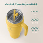 REDUCE 40 oz Stainless Steel Tumbler with Handle - Dual-Wall Vacuum Insulated Travel Mug, Sweat-Proof Lid & Reusable Straw - Keeps Drinks Cold for 24 Hrs, Fits Cupholders, Dishwasher Safe - Pineapple - Image 5