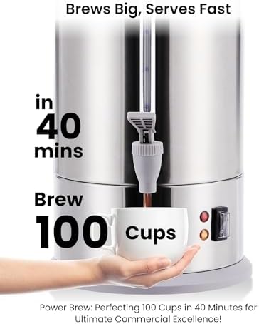 SYBO SR-CP100BG Commercial Coffee Urn & Hot Beverage Dispenser, Fast Brew, Keeps Warm – Ideal for Coffee, Tea, Water at Events & Catering, 100-Cup 16 L, Grey - Image 2