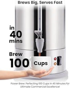 SYBO SR-CP100BG Commercial Coffee Urn & Hot Beverage Dispenser, Fast Brew, Keeps Warm – Ideal for Coffee, Tea, Water at Events & Catering, 100-Cup 16 L, Grey - Image 2