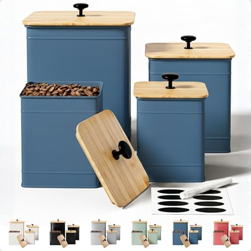 Kitchen Canisters for Countertop Set of 4 w/ Chalkboard Labels & Marker Pen by HBDesignCo