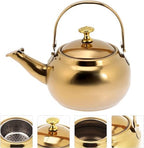 MaGiLL Tea Kettle Stainless Steel Tea Kettle Stovetop Teapot Classic Hot Water Boiling Kettle with Handle Vintage Gas Cooker Kettle Coffee Pot Golden Stove Top Whistling Tea Kettle - Image 4