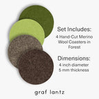 Graf Lantz - Bierfilzl Merino Wool Round Coasters Set of 4 - Forest (4" Circles) - Absorbs 30% of Weight - German Wool - Heat Resistant, Sustainable, & Reusable - Home Decor & Coffee Table Decor - Image 4