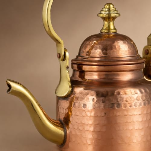 Handcrafted Copper Kettle 600 ml with Brass Handle for Tea & Herbal Drinks - Image 3