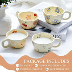 Vesici 4 Pack Ceramic Flower Coffee Mug with Spoon 8.5 oz Cute Tea Cup - Image 3